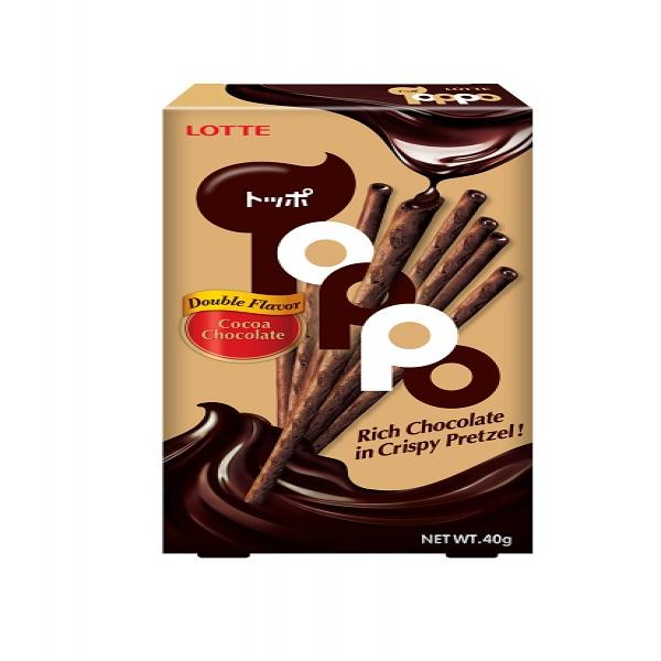 TOPPO COCOA FLAVORED PRETZEL STICK WITH CHOCOLATE FILLING (LOTTE